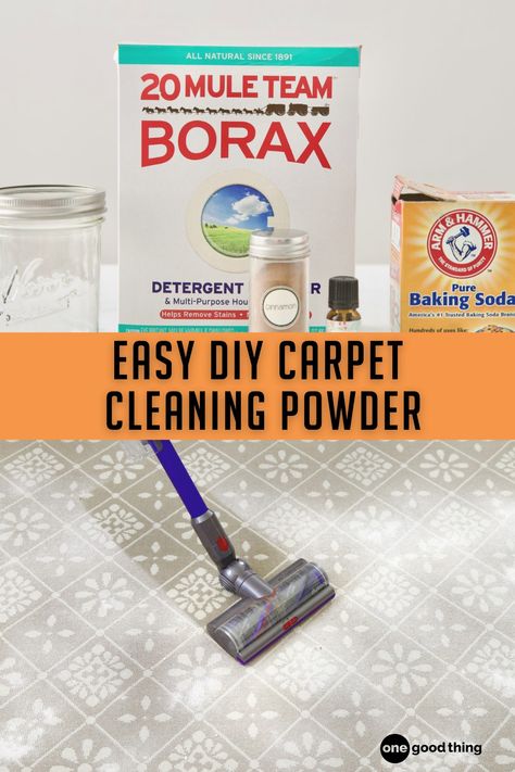 If your carpet looks or smells less than fresh, this inexpensive DIY carpet powder is just the thing you need. Carpet Deodorizer Diy, Diy Carpet Powder, Homemade Carpet Powder, Diy Carpet Cleaning, All Natural Cleaning Products, Carpet Powder, Carpet Cleaner Solution, Carpet Smell, Carpet Deodorizer