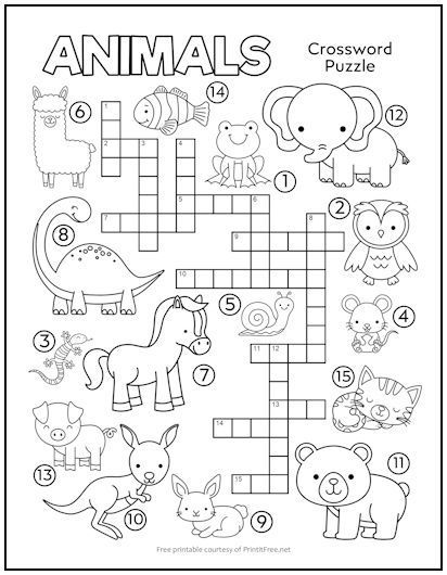 Help kids learn more about animal life with this free printable crossword puzzle. Our crosswords provide spelling and language practice – and when they’re done, it doubles as a coloring sheet! Cross Words Puzzle For Kids, Wordsearches For Kids Free Printable, Kids Crossword Puzzles, Free Printable Crossword Puzzles, English Games For Kids, Word Puzzles For Kids, Creative Writing For Kids, Language Practice, Animal Activities For Kids