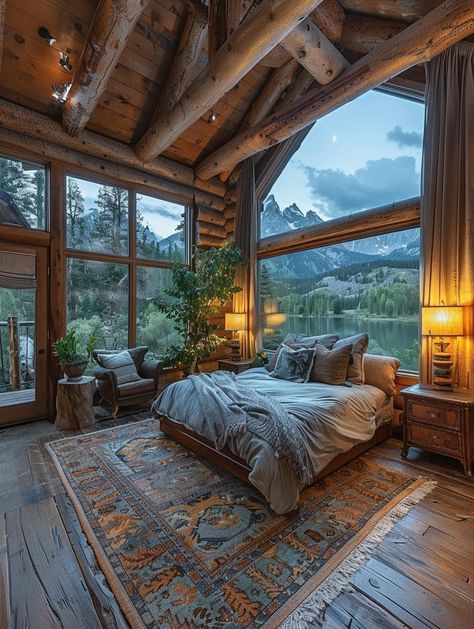 Cozy Mountain Home, Cabin Aesthetic, Cabin Bedroom, House Floor Design, Beautiful Bedroom, Cabin Design, Forest House, Dream House Interior, House Goals