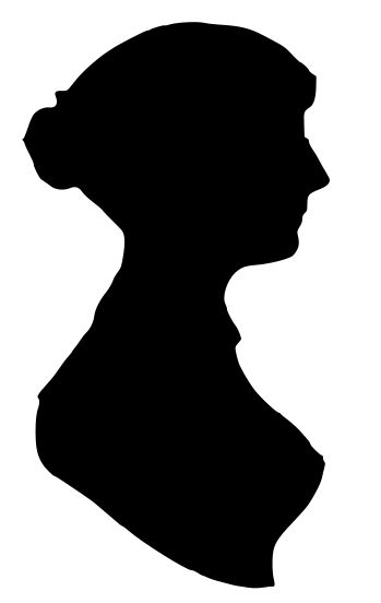 Jane Austen silhouette, found here: http://bebookbound.blogspot.com/2012/02/jane-austen-month-day-30-cameo.html Elizabeth Gaskell, Mansfield Park, Becoming Jane, Jane Austin, Jane Austen Books, Regency Fashion, Charlotte Bronte, Pride And Prejudice, Jane Austen