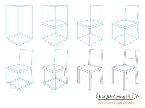 Perspective Step By Step, Chair Perspective, Chair In Perspective, How To Draw A Chair In Perspective, Chair In Perspective Drawing, How To Draw Chairs, Drawing A Chair, Chair Perspective Drawing, How To Draw Chairs Step By Step