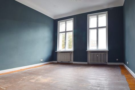 Bedroom In Progress - Inchyra Blue | Little House On The Corner Farrow And Ball Inchyra Blue, Boy And Girl Shared Room, Blue Hallway, Inchyra Blue, Dark Living Rooms, Hallway Designs, Blue Palette, Farrow And Ball, Dark Walls