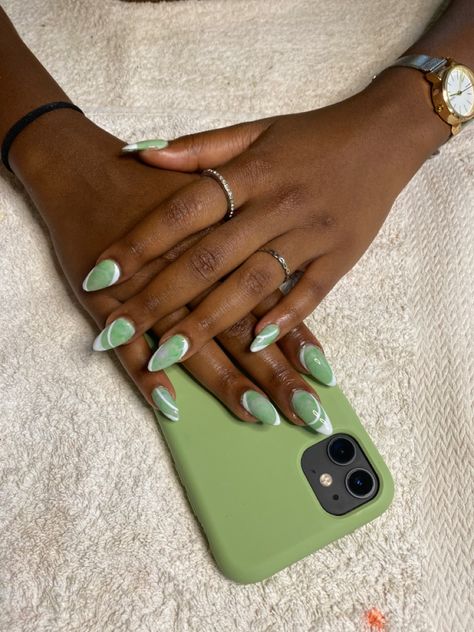 Sage nails, 
Sage iPhone case
Sage aesthetic Sage Green Nails Acrylic Almond, Seagram Green Nails, Vacation Nails Green, Sage Green Summer Nails, Sage Acrylic Nails, Sage Green Ombre Nails, Nail Designs Olive Green, Cute Sage Green Nails, Light Sage Green Nails