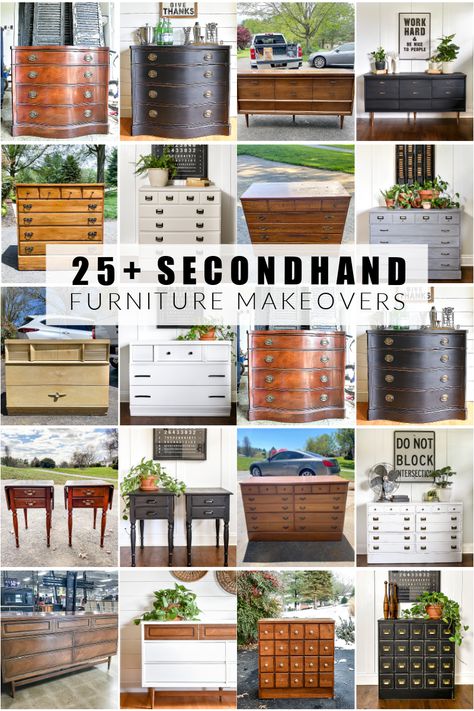 Save money, get inspired and learn how to turn dated, tattered and broken secondhand furniture into beautiful, stylish and unique one-of-a-kind pieces Reusing Old Furniture, Unique Upcycled Furniture, Restore Vintage Furniture, Refurbish Bedroom Furniture, Restoring A Dresser, Modernising Old Furniture, Modernize Antique Furniture, Modernizing Antique Furniture, Redo Wood Furniture