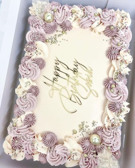 Birthday Cake For Women Rectangle, Anniversary Cake Rectangle, 50th Birthday Cake For Women Sheet Cake, Sheet Cake Topper Ideas, Birthday Cake With Message, Purple Birthday Cake Rectangle, Rectangular Birthday Cake Ideas, 50th Sheet Cake For Women, Rectangle Birthday Cake Ideas For Women