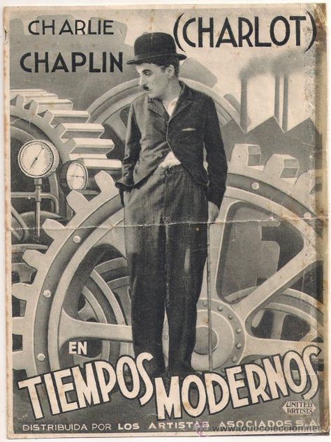 Charlie Chaplin_ Modern Times Charlie Chaplin Modern Times, Revolution Poster, Charles Spencer Chaplin, Old Movie Posters, Film Posters Art, Charles Chaplin, Old Movie, I Love Cinema, Cinema Posters