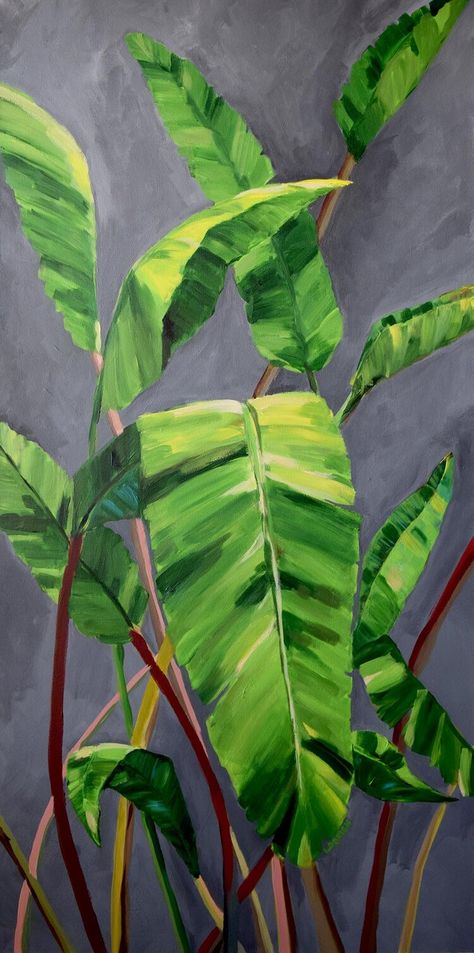 Tropical Art Painting, Tropical Leaf Painting, Garden Painting Art, Tropical Art Print, Hawaii Art, Another Country, Plant Painting, Tropical Foliage, Tropical Art