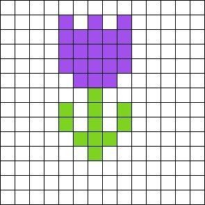 Tulip Grid Pattern, Tulip Perler Beads, Pixel Simple Art, Tulips Pixel Art, Simple Perler Bead Patterns Ideas, Perler Pixel Art, Pixel Art Pattern Simple, Pixel Art Easy Ideas, Easy Perler Bead Patterns Simple