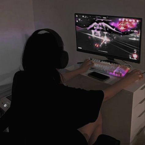 Gamer Girl Aesthetic, Gaming Girl, Gamer Aesthetic, Gaming Aesthetic, Gaming Room Setup, Playing Video Games, My Vibes, Vision Board 2023, 2023 Vision Board