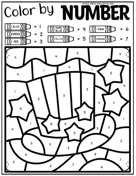 Fourth Of July Worksheets Preschool, Patriotic Preschool Activities, Usa Activities For Kids, 4th Of July Worksheets, Memorial Day Activities, Patriotic Activities, Memorial Day Coloring Pages, Bunny Coloring, Color By Number Printable