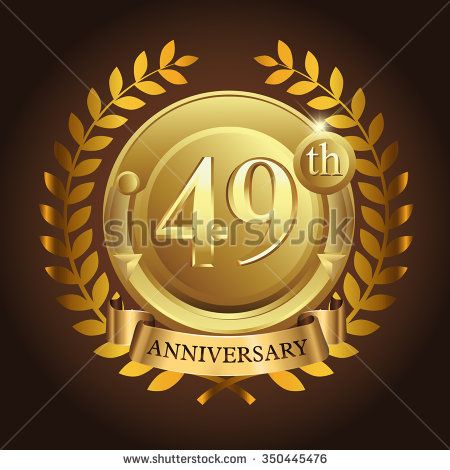 49th golden anniversary wreath ribbon logo - stock vector Happy 19th Anniversary, 49th Wedding Anniversary, Background Royal, 49th Anniversary, Corporate Anniversary, Imperial Design, 50th Golden Anniversary, 60 Year Anniversary, 7 Year Anniversary