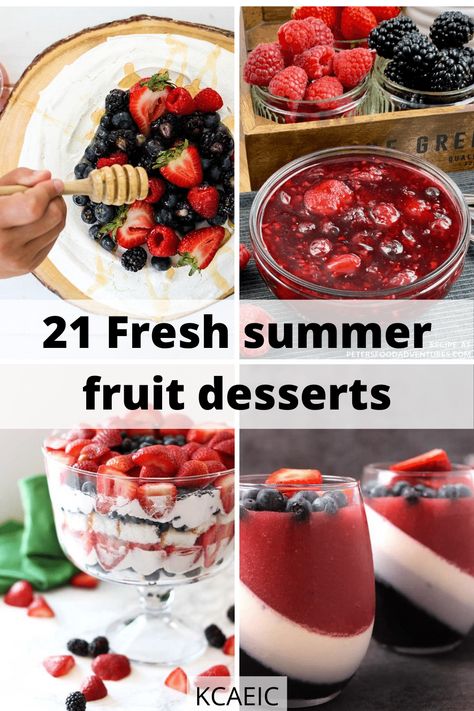 Simple Fruit Recipes, Summer Fruit Desserts Healthy, Best Fruit Desserts, Summer Dessert Recipes Fruit, Fruit Desserts Recipes, Fresh Dessert Recipes, Fruit Desserts For Parties, Fruit Dessert Ideas, Fruit Based Desserts