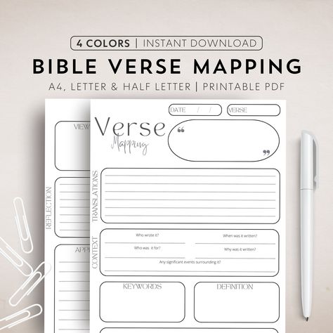 Verse Mapping Template Bible Verse Mapping Printable Bible Study Digital Verse Map Journal Scripture Mapping Study Guide Bible Note Tools Effective Ways To Study, Verse Mapping Template, Scripture Mapping, Ways To Study The Bible, Bible Verse Mapping, Bible Character Study, Journal Scripture, Map Journal, Printable Bible Study