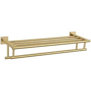 Cascade Wall Mounted Towel Rack | Wayfair Gold Towel Rack, Bathroom Towel Shelf, Mounted Towel Rack, Bath Towel Racks, Wall Mounted Towel Rack, Double Towel Bar, Towel Shelf, Steel Bath, Bar Shelf