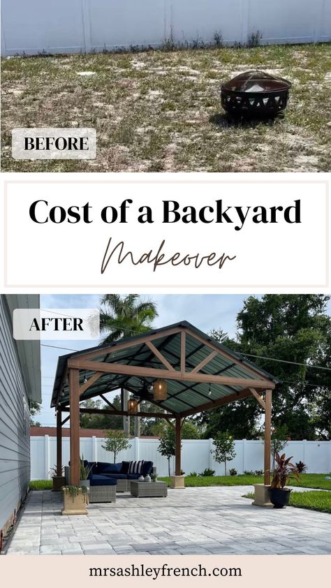 Affordable Back Patio Ideas, Budget Friendly Backyard Makeover, Backyard Ideas Before And After, How To Make Backyard Look Nice, Back Patio Transformation, Large Backyard Landscaping On A Budget, Create A Patio On A Budget, Inexpensive Covered Patio Ideas, Cheap Easy Backyard Makeover