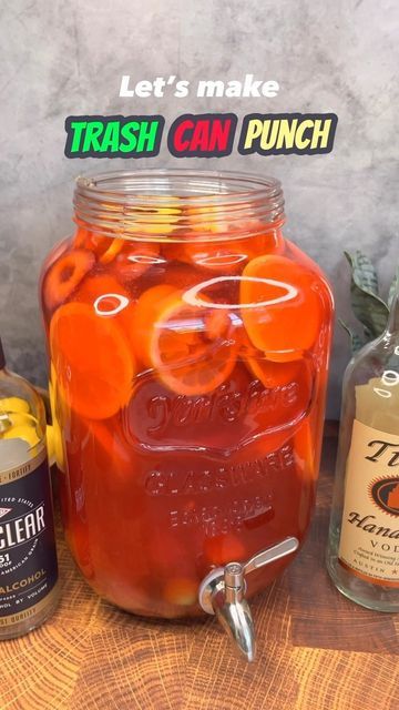 Trash Can Punch Recipe, Trash Can Punch, Texas Trash, Alcoholic Punch, Strawberry Vodka, Hawaiian Punch, Punch Recipe, Oranges And Lemons, Punch Recipes