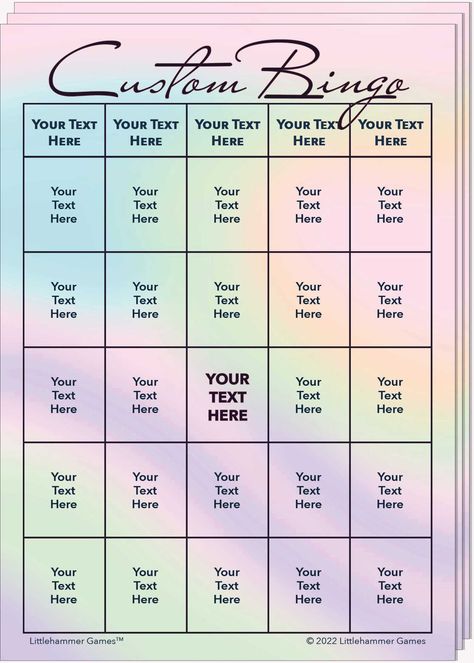 Custom Bingo Set - Holographic Printable Game Cards - 325 Pastel Rainbow Background, Fun Games To Play, Bon Voyage Party, Free Bingo Cards, Bingo Template, Bingo Set, Bingo Board, 90s Party, Make A Game