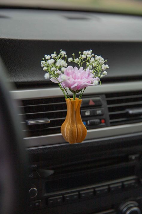 Mini car vase for air vent / bio based / natural air freshener / zero waste / perfect gift - Demeter - by NewAntheia on Etsy Car Vase, Boho Car Accessories, Gold Car, Purple Car, Natural Air Freshener, Cozy Boho, Car Accessories For Women, Car Vent, Mini Succulents