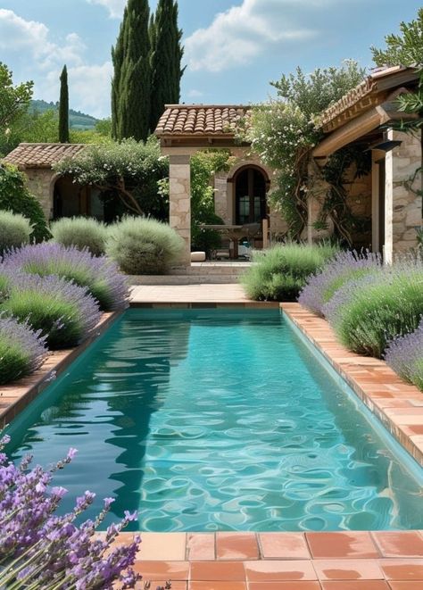 15 Stunning Mediterranean Pool Designs for a Dreamy Escape 19 Mediterranean Backyard Ideas Pools, Saltwater Pool Design, Desert Pool Landscaping Arizona, California Pool Landscaping, Spanish Style Pool, Mediterranean Backyard Ideas, Mediterranean Pool Design, Spanish Backyard, Mediterranean Backyard