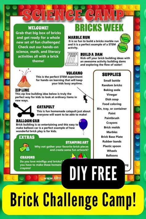 Camping Stem Activities For Preschool, Day Camp Ideas, Camping Theme Science Activities, Summer Camp Themes Weeks, Camping Stem Activities For Kids, Camping Themed Science Experiments, Weekly Themes For Summer Camp, Summer Camp At Home, Summer Camp Weekly Themes