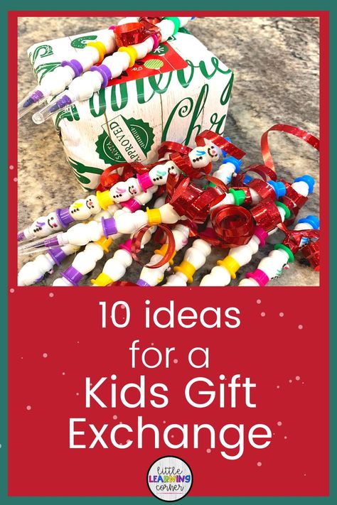 Classroom Christmas party ideas for kids | Ideas for a Gift Exchange for kids Kids Christmas Party Ideas For School Stocking Stuffers, Classroom Christmas Gift Exchange Ideas, 3rd Grade Class Christmas Gifts, Student Gift Exchange Ideas, Gift Ideas For Classmates Christmas, Kindergarten Classroom Christmas Gifts, Gifts For Classmates Christmas Kids, Kids Christmas Exchange Ideas, Classroom Kids Christmas Gifts