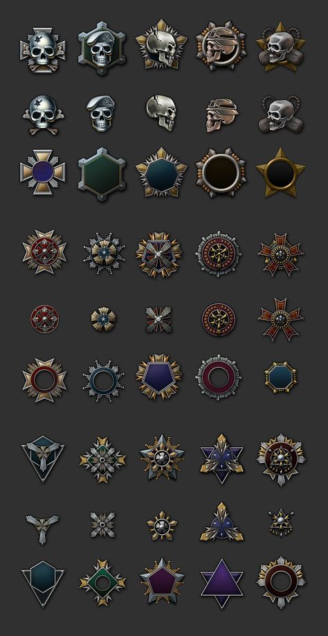 Emblem / Badge / Icon Design on Behance Gaming Badges, Badge Icon, Arte Steampunk, Architecture Tattoo, Game Ui Design, Game Icon, Ui Inspiration, Badge Design, 판타지 아트