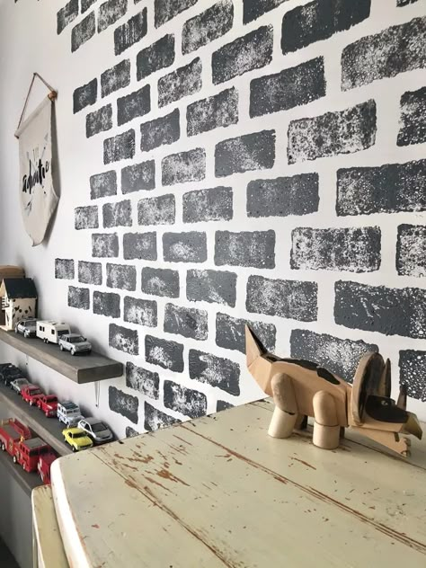 Faux Brick Feature Wall | Hometalk Fake Brick Wall, Diy Faux Brick Wall, Diy Brick Wall, Fake Brick, Brick Feature Wall, Faux Brick Walls, Diy Accent Wall, A Brick Wall, Faux Brick