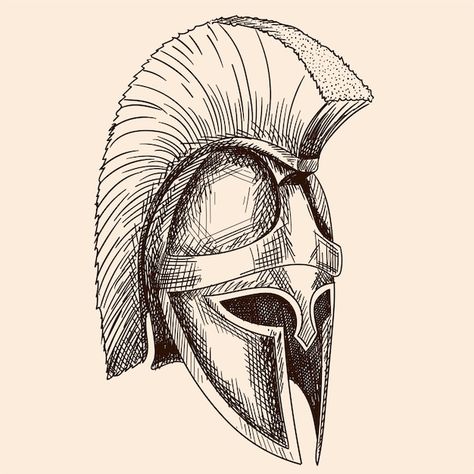 Roman Empire Drawing, Achilles Helmet Tattoo, Greco Roman Tattoo, Warriors Drawing, Ancient Greek Tattoo, Roman Drawings, 500 Tattoo, Ancient Greek Warrior, Greek Drawing