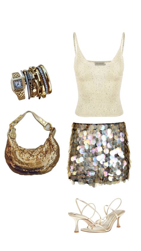 Sparkly Skirt Outfit, Top And Skirt Outfit, Sparkly Skirt, Sparkly Top, Top And Skirt, Skirt Outfit, Skirt Outfits, Fashion Inspo Outfits, Mood Board