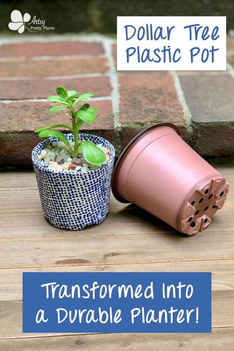 Plastic Pot Upcycle, Upcycling Plant Pots, Make Your Own Plant Pots, How To Decorate Plastic Plant Pots, Decorating Plastic Plant Pots, Flower Pots Diy Ideas, Pot Feet For Planters Diy, Upcycle Plant Pots, Decorate Plastic Plant Pots