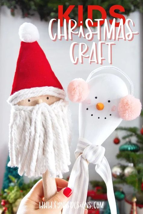 Wooden Spoon Santa, Wooden Spoon Craft Ideas, Christmas Wooden Spoon, Wooden Spoon Crafts For Kids, Wooden Spoon Ornaments, Wooden Spoon Snowmen, Wooden Spoon Christmas Crafts, Spoon Christmas Crafts, Wooden Spoons Crafts