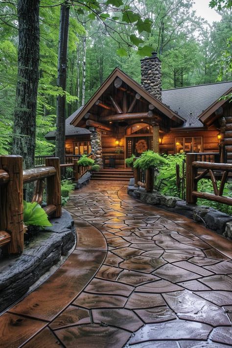 Log Cabin Landscaping Ideas, Cabin Landscaping Ideas, Cabin Landscaping Ideas Woods, Forest Landscaping, Lodge Interior Design, Cabin Landscaping, Beautiful Cabins, Cabin Living, Lake Cabins