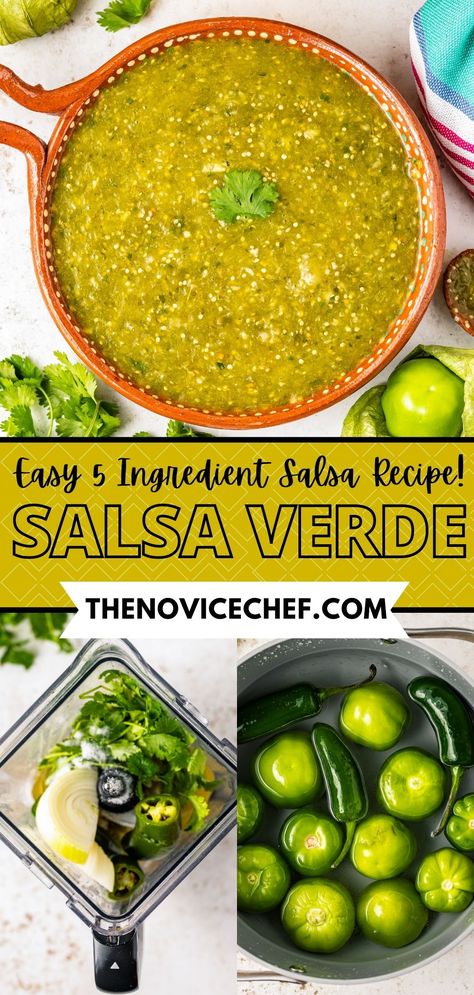 Bright green and addictively spicy, this 20-minute salsa verde recipe is the perfect way to crank up the heat during lunch or dinner. Drizzle it on tostadas or add it to your favorite dishes for an extra Mexican touch! Green Verde Salsa, Mexican Green Salsa Recipe Spicy, Best Green Salsa Recipe, Small Batch Salsa Verde, Green Sauce Recipe Mexican, Green Salsa Recipe Mexican, Green Salsa Recipe Tomatillos Avocado, Easy Green Salsa Recipe, Fresh Salsa Verde Recipe