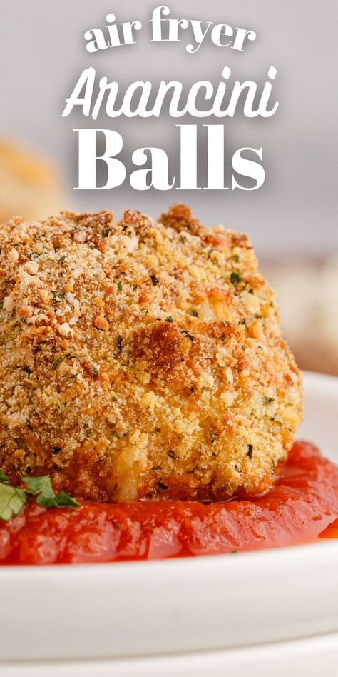 Air Fryer Arancini Balls - Sweet CS Designs. Rice Balls Recipe Air Fryer, Chicken Arancini Balls, Arancini Balls Air Fryer, Air Fryer Appies, Air Fried Rice Balls, Italian Rice Balls Recipe Air Fryer, Gluten Free Arancini Balls, Arancini Recipe Air Fryer, Easy Arancini Balls