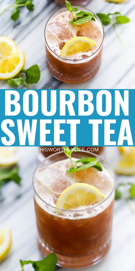 Burbon Drinks, Bourbon Sweet Tea, Bourbon Mixed Drinks, Sweet Tea Cocktail, Bourbon Drinks Recipes, Whiskey Drinks Recipes, Bourbon Cocktail Recipe, Bourbon Recipes, Tea Cocktail