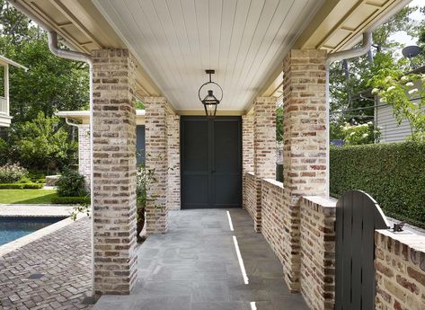 View some of our favorite exterior home architecture details across a myriad of our design projects in and around Houston, TX. Brick Columns Porch, Brick Porch, Yard Ideas Cheap, Brick Columns, Backyard Layout, Outdoor Entryway, Cheap Backyard, Porch Columns, Easy Backyard