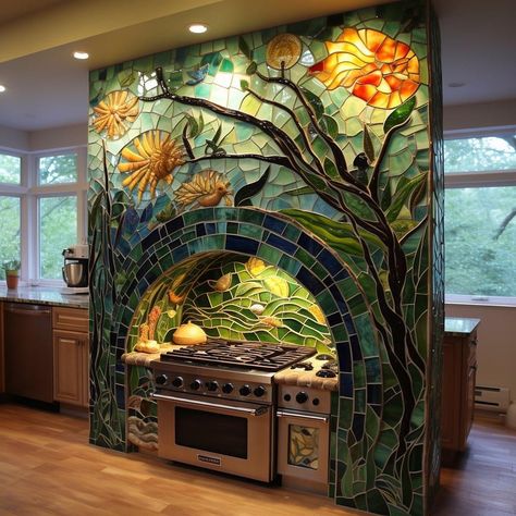 Forest Kitchen, Mosaic Kitchen, Dream House Rooms, Fantasy House, Dreamy Room, February 1, Dream Apartment, Dream House Interior, Dream Decor