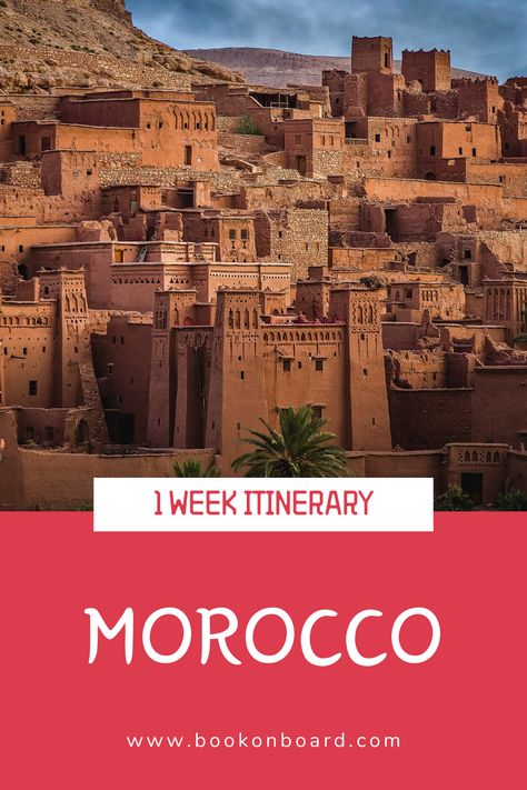 If you are looking for a great 7 day Morocco itinerary, this one is awesome! The 7 day Morocco itinerary that will show you best of the country. Four different routes designed to show you the best of Morocco in just 7 days! #Morocco #travelitinerary #travelguide #thingstodoinmorocco #bookonboard Ait Ben Haddou, Morocco Beach, Africa Itinerary, Morocco Itinerary, Morocco Tours, Casablanca Morocco, Marrakesh Morocco, Visit Morocco, Morocco Travel