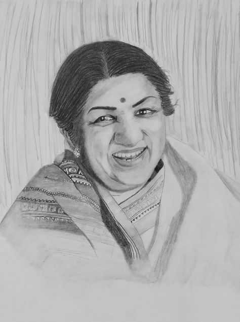 Lata mangeshkar sketch Lata Mangeshkar Sketch, Figure Sketches, Pencil Portraits, Boho Art Drawings, Lata Mangeshkar, Drawing Quotes, Figure Sketching, Girly Drawings, Sketches Simple