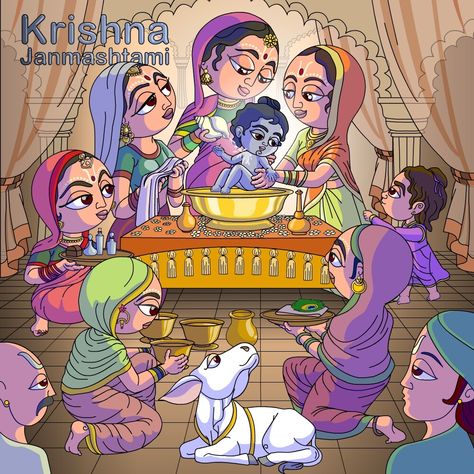 Janmashtami Illustration, Studio Background Ideas, Illustration Art Design, Krishna Janmashtami, Studio Background, Illustration Graphic Design, Krishna Art, Graphic Design Adobe, Digital Illustrations