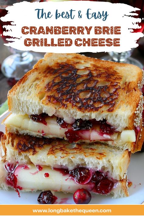 Cranberry Brie Grilled Cheese Brie Grilled Cheese Sandwich, Brie Grilled Cheese, Brie Sandwich, Brie Cranberry, Cranberry Brie, Greek Lemon Chicken, Cranberry Cheese, Cooking For One, Cheese Sandwich