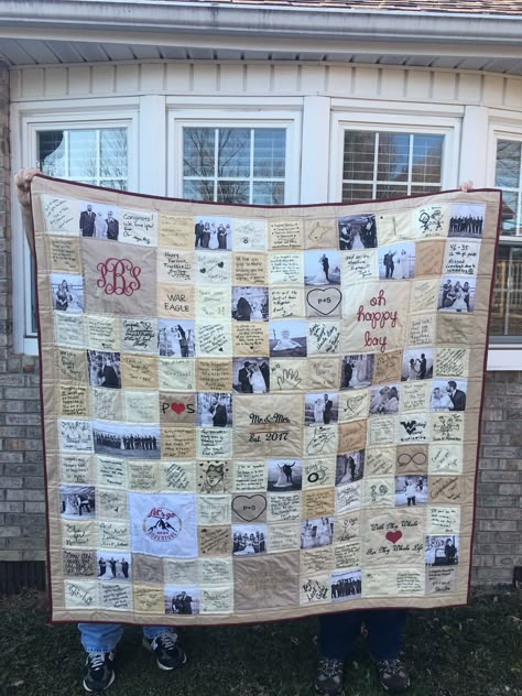 Guest Book Blanket Wedding Quilts, Wedding Quilt Quest Book, Quilt Square Wedding Guest Book, Wedding Guest Book Quilt Ideas, Guest Book Ideas For 50th Anniversary, Wedding Guest Quilt Ideas, 50th Wedding Anniversary Guest Book Ideas, Wedding Diy Guest Book, Guest Book Quilt Wedding