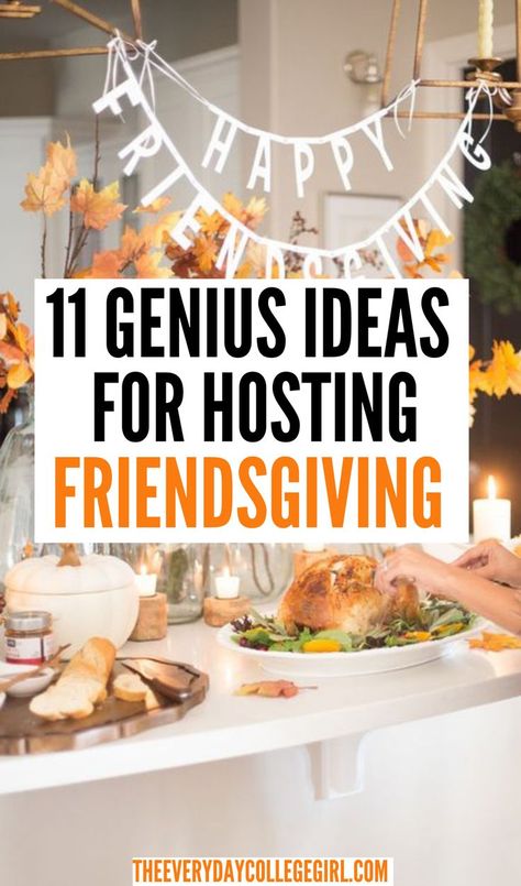 Friendsgiving Ideas Ideas For Friendsgiving Dinner, Thanksgiving Friendsgiving Decorations, Thanksgiving Potluck Decorations, Ideas For Hosting Thanksgiving, Planning A Friendsgiving, Friend Thanksgiving Party, Friends Giving Menu Ideas, Thanksgiving Eve Party Ideas, Friends Giving Dinner Ideas