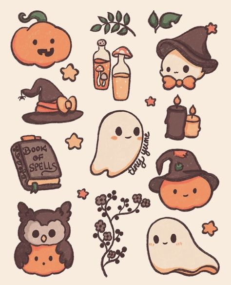 Cute Halloween Drawings, Autumn Doodles, Helloween Wallpaper, Ghost Drawing, Fall Drawings, Halloween Wallpaper Cute, Cute Easy Doodles, Easy Doodles Drawings, Halloween Drawings