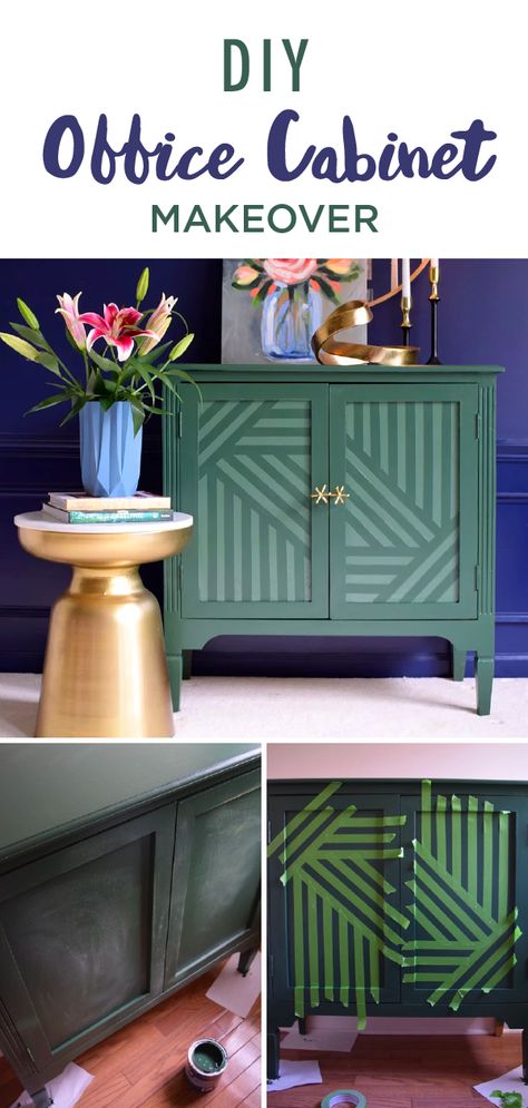 Geometric Furniture Paint, Wood Filing Cabinet Makeover, Furniture Refurbishing Ideas, Hand Painted Furniture Diy, Art Deco Furniture Makeover, Upcycling Furniture Ideas, Furniture Color Ideas, Modern Painted Furniture, Mid Century Modern Furniture Makeover