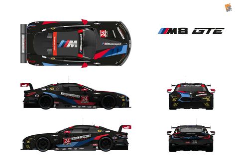 BMW M8 GTE Cars Racing at Lime Rock to Wear Mission: Impossible Liveries - https://www.bmwblog.com/2018/07/18/bmw-m8-gte-cars-racing-at-lime-rock-to-wear-mission-impossible-liveries/ Bmw M8 Gte, Bmw Wrap, M8 Bmw, Race Livery, Bmw 850i, Car Liveries, Livery Design, Cars Racing, Technical Illustration