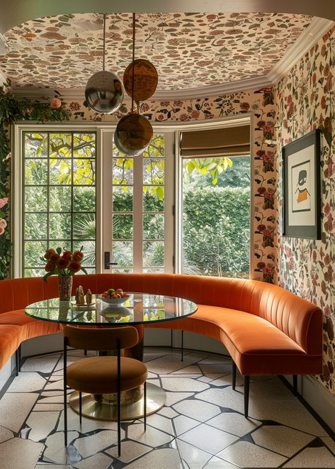 Reviving Retro Charm: The Allure of 70s and Vintage Interior Design — Living Bright Interiors 70s Luxe Interior, 1970s French Interior Design, 1970 Modern Interior Design, Interior Design 70s Modern, 1970s Home Interior, Orange Sunroom, 70s Restaurant Design, 60s Interior Design Retro, Retro House Interior