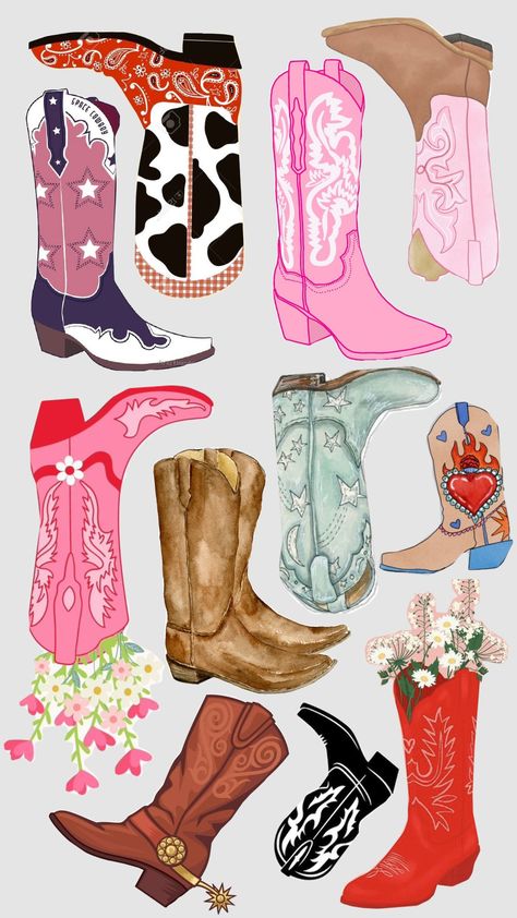 Boots Wallpaper, Horse Collage, Country Stickers, Country Backgrounds, Western Wallpaper Iphone, Scrapbook Printing, Cowgirl Aesthetic, Iphone Pictures, Western Aesthetic