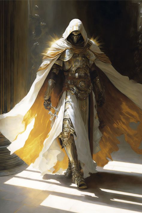 Fantasy Saint Art, Gold Knight Fantasy Art, Light Warrior Art, Oath Of Conquest Paladin Art, Epic Warrior Art, Sun Knight Fantasy Art, Sun Armor Character Design, Scourge Aasimar Male, Paladin Armor Dnd