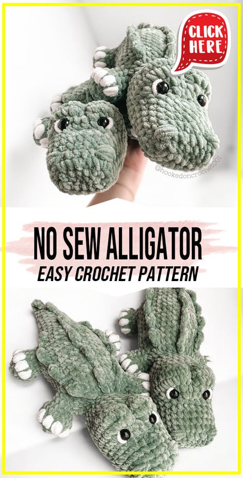 crochet No Sew Alligator easy pattern  - Easy Crochet No Sew Alligator Pattern for Beginners. Click to Get the Pattern #Alligator  #crochet #crochetpattern   via @shareapattern.com Useful Crochet Projects For Men, Frog Coin Purse Crochet Pattern, Alligator Crafts For Preschool, Quick Crochet Stuffies, Crochet Panther Pattern Free, Crochet Gator Pattern Free, Free Alligator Crochet Pattern, Crochet Trout Pattern Free, Reptile Crochet Pattern Free